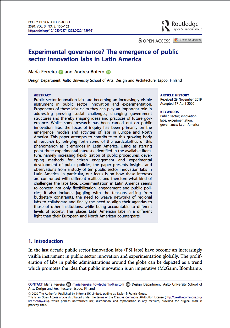 Experimental governance? The emergence of public sector innovation labs in Latin America